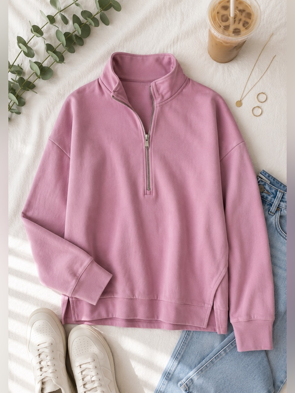 Athleta Rose Pink Half-Zip Pullover